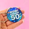 50th birthday keychain with a pun on the now! Music series