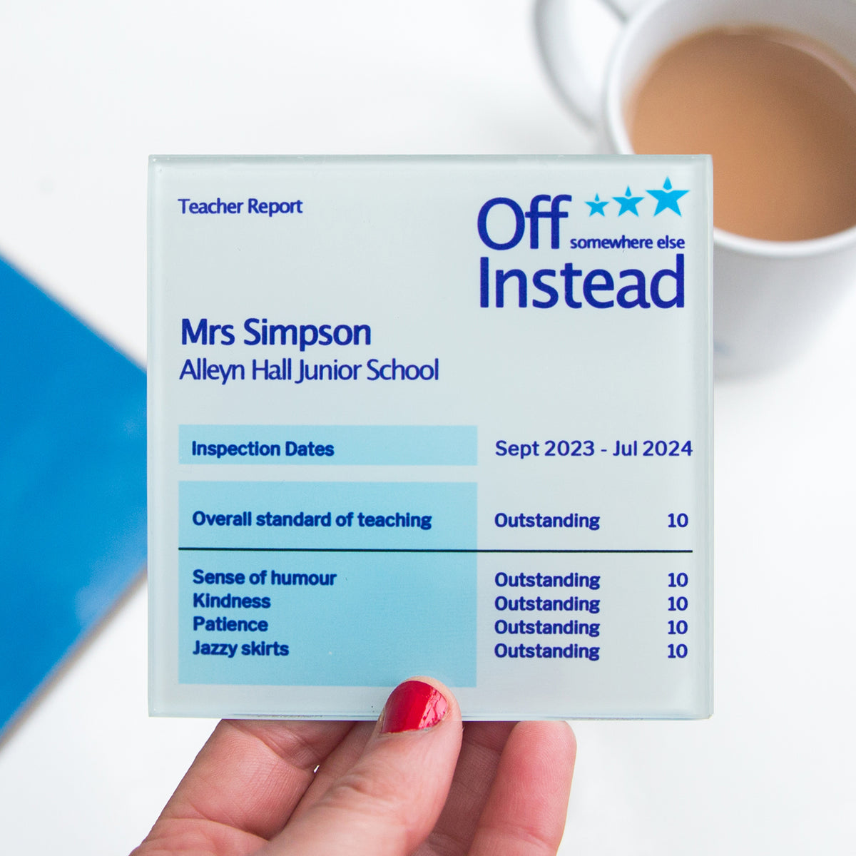 Personalised Report Style Coaster For Teacher