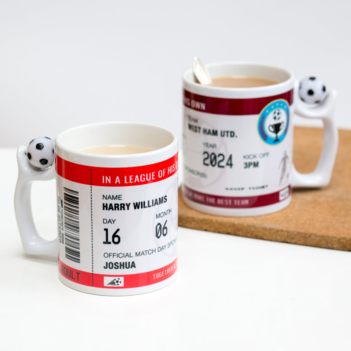 personalised football ticket mug