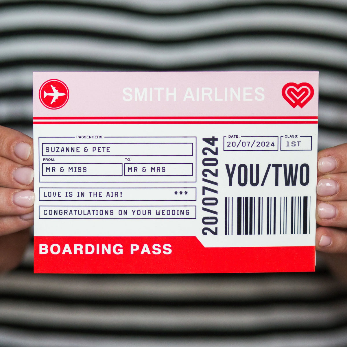 Personalised Boarding Pass Wedding Card