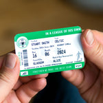 personalised football ticket for dad customised to his team colours