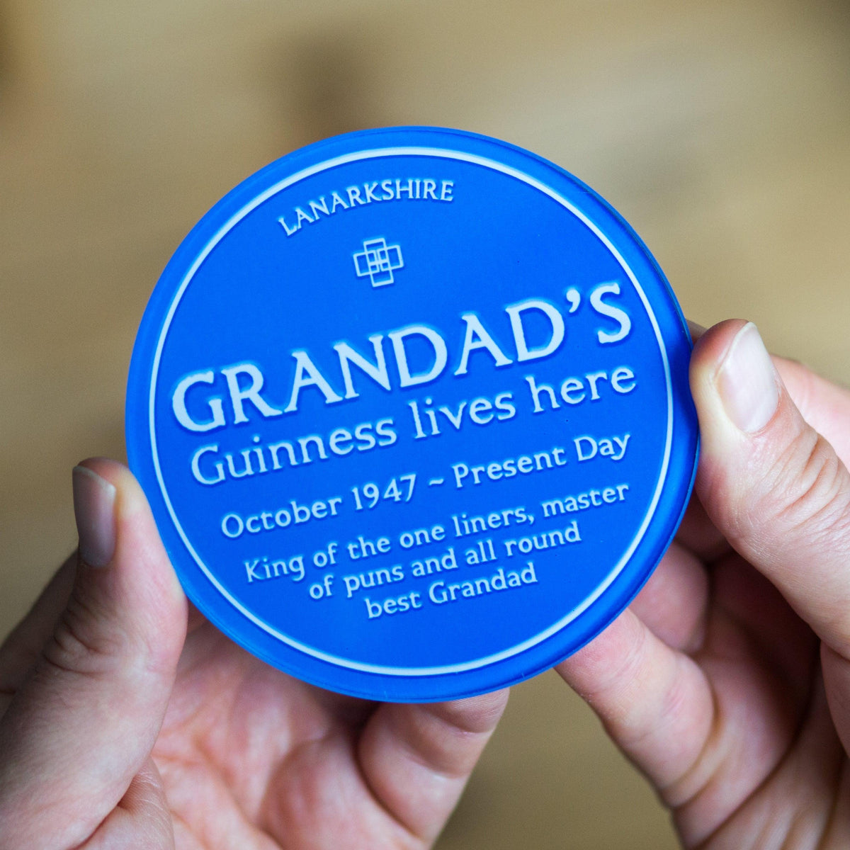 give a grandfather his very own blue plaque personalised with her details