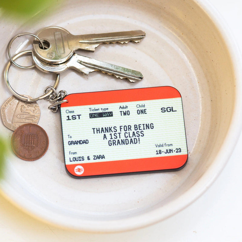 Personalised Train Ticket Keyring for Grandad - Of Life & Lemons®