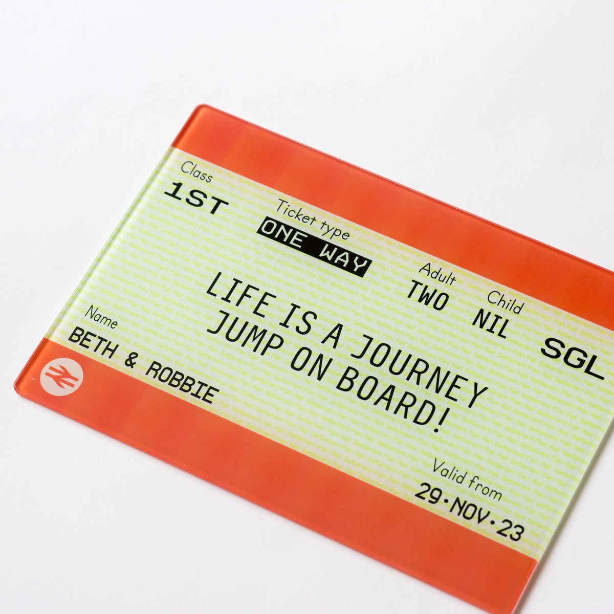 Train Ticket Cutting Board