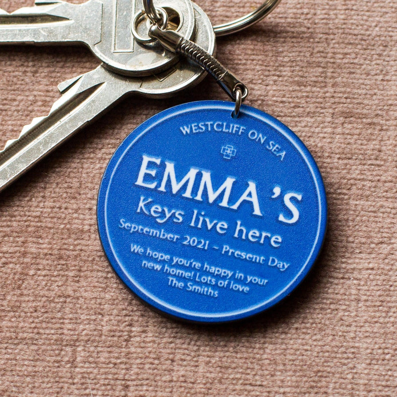 Personalised Blue Plaque Keyring - Of Life & Lemons®