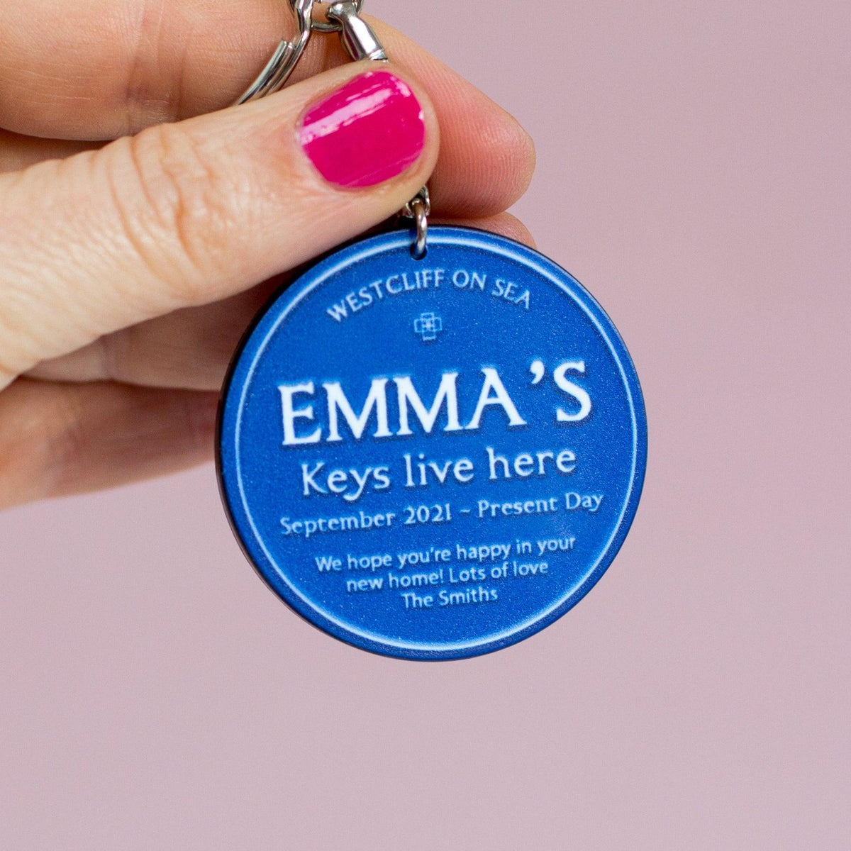 Personalised Blue Plaque Keyring - Of Life & Lemons®