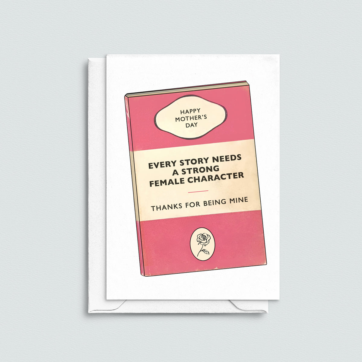 a literary themed mother's day card with an illustration of a classic book cover and quote