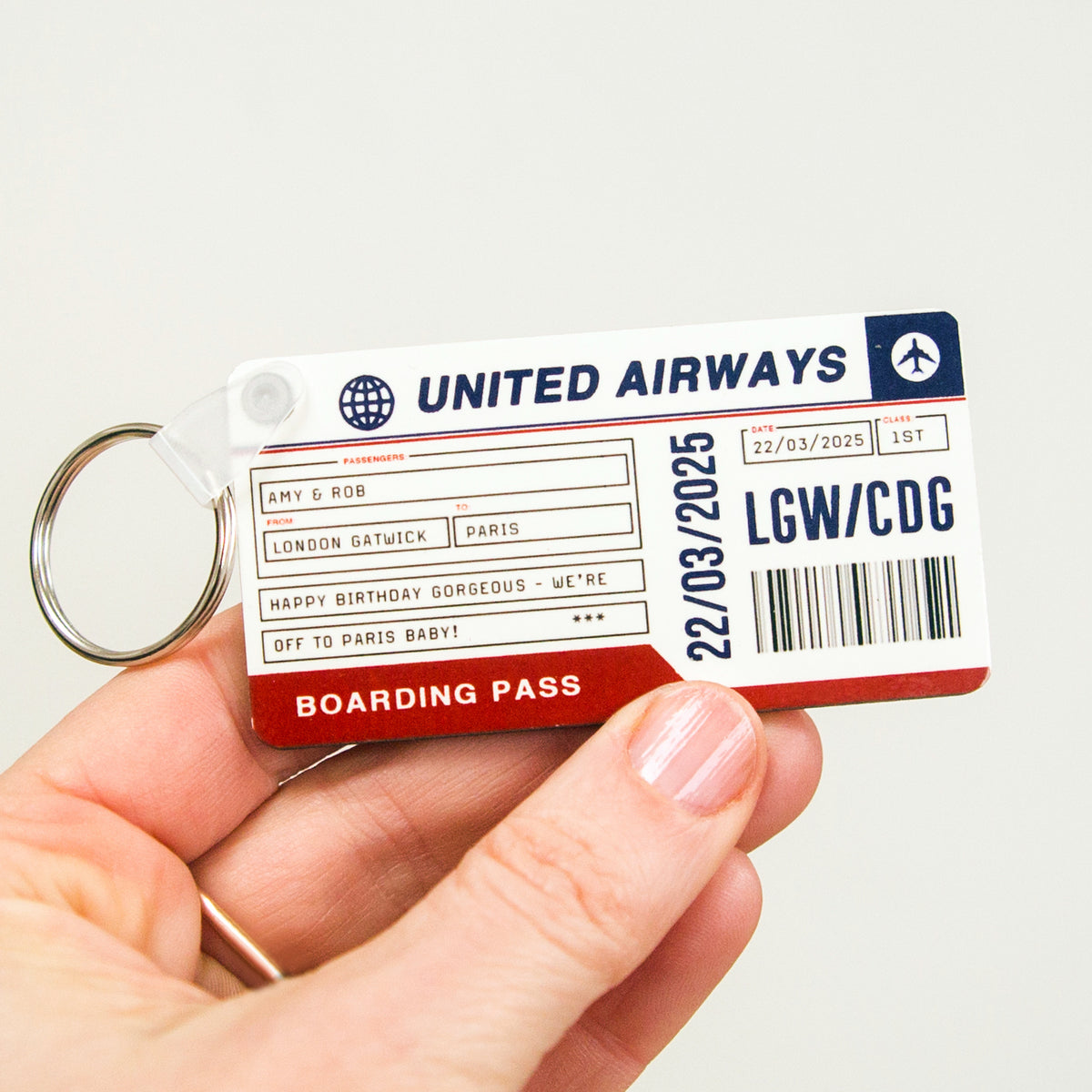 Personalised Boarding Pass Keyring