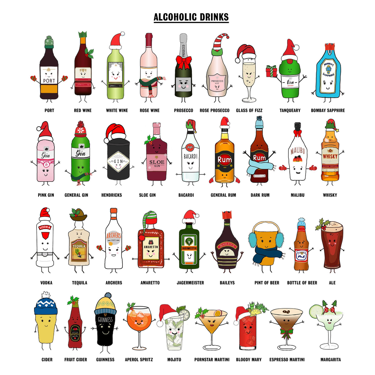 Personalised Christmas Drinks Print - Of Life & Lemons®