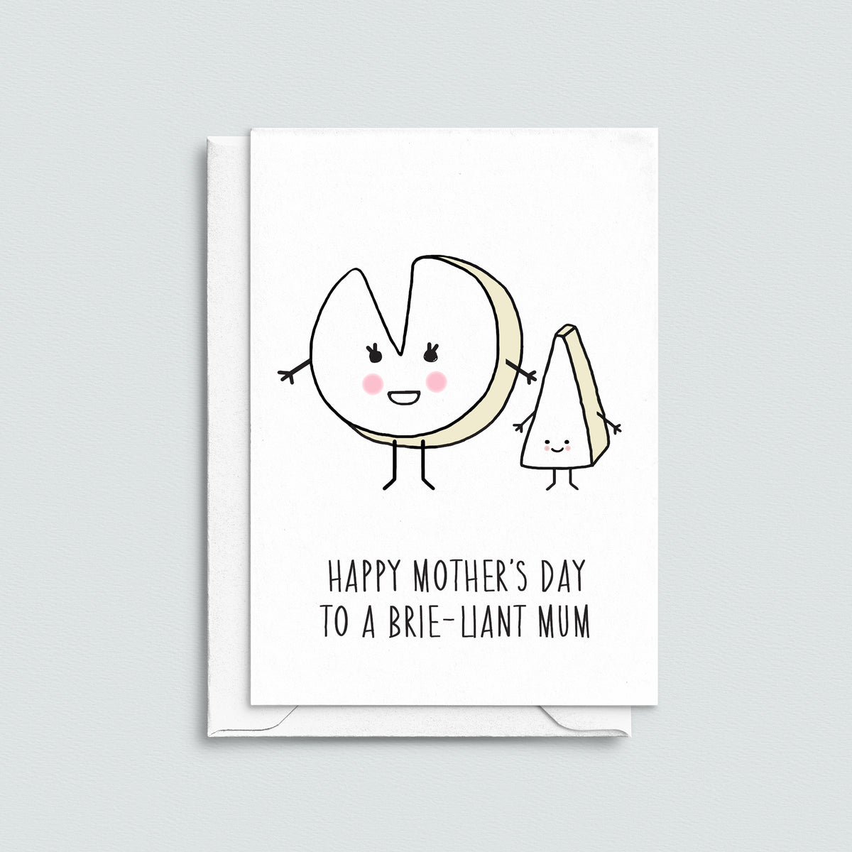 Mother's Day card featuring a pun on cheese 'Brie-Liant Mum'.