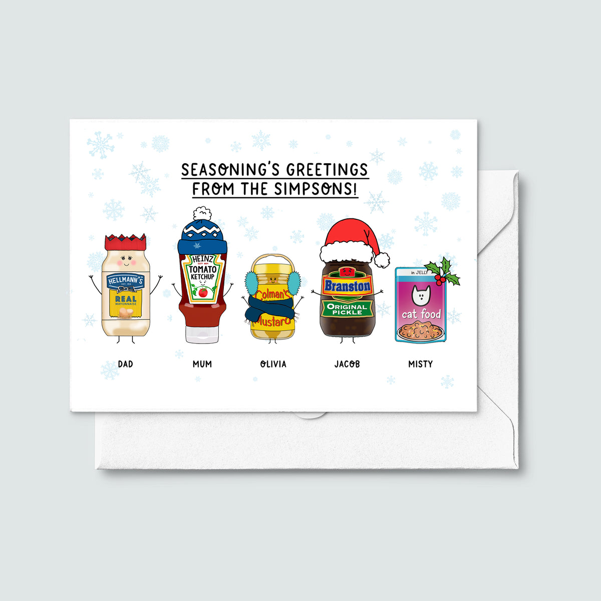 'Seasoning's Greetings' Custom Family Christmas Cards