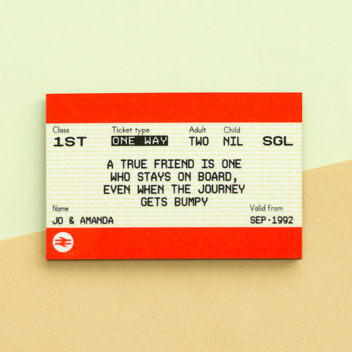 Personalised Train Ticket Fridge Magnet For Friend