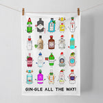 Funny Gin Christmas Tea Towel