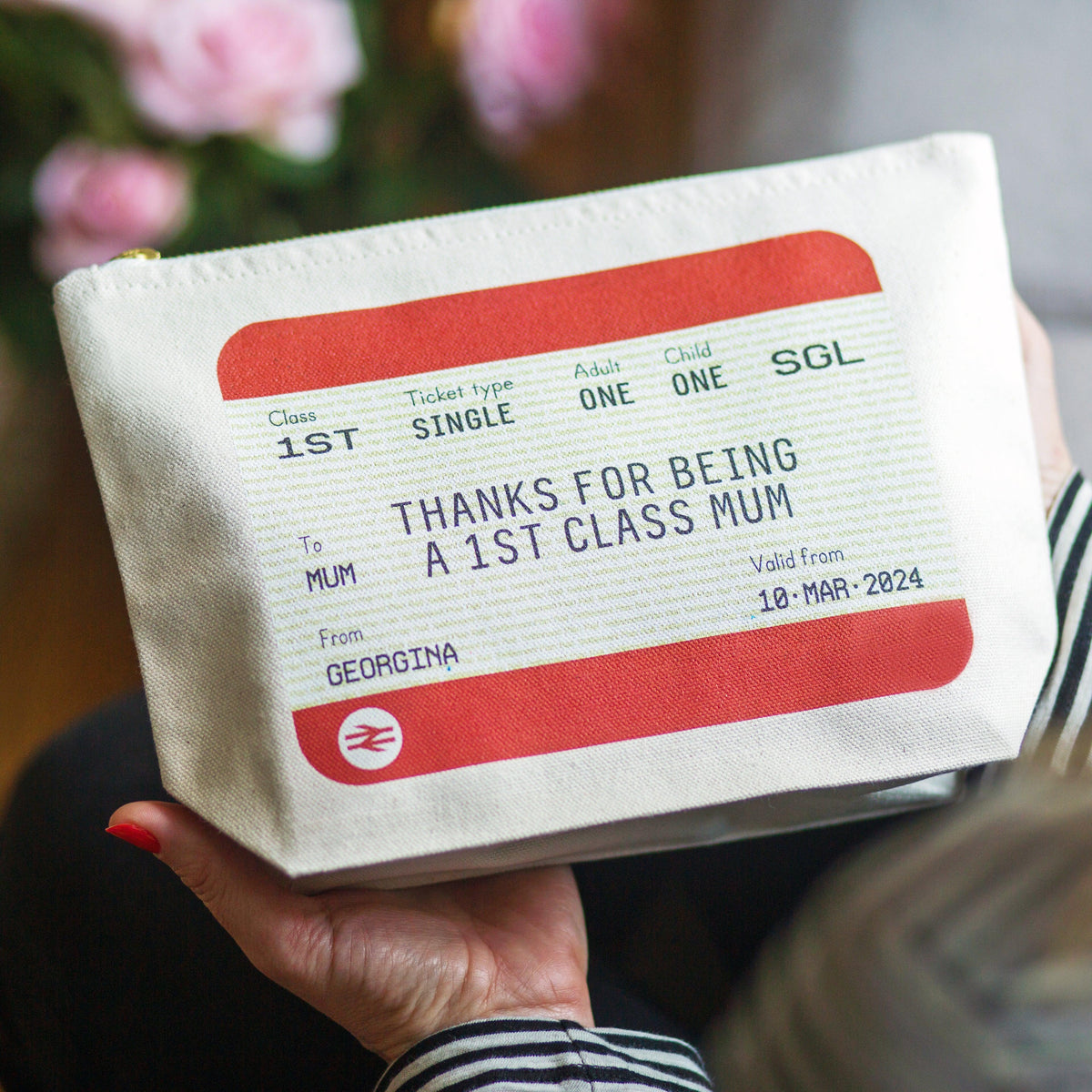 Personalised Train Ticket Cosmetic Bag For Mum - Of Life & Lemons®