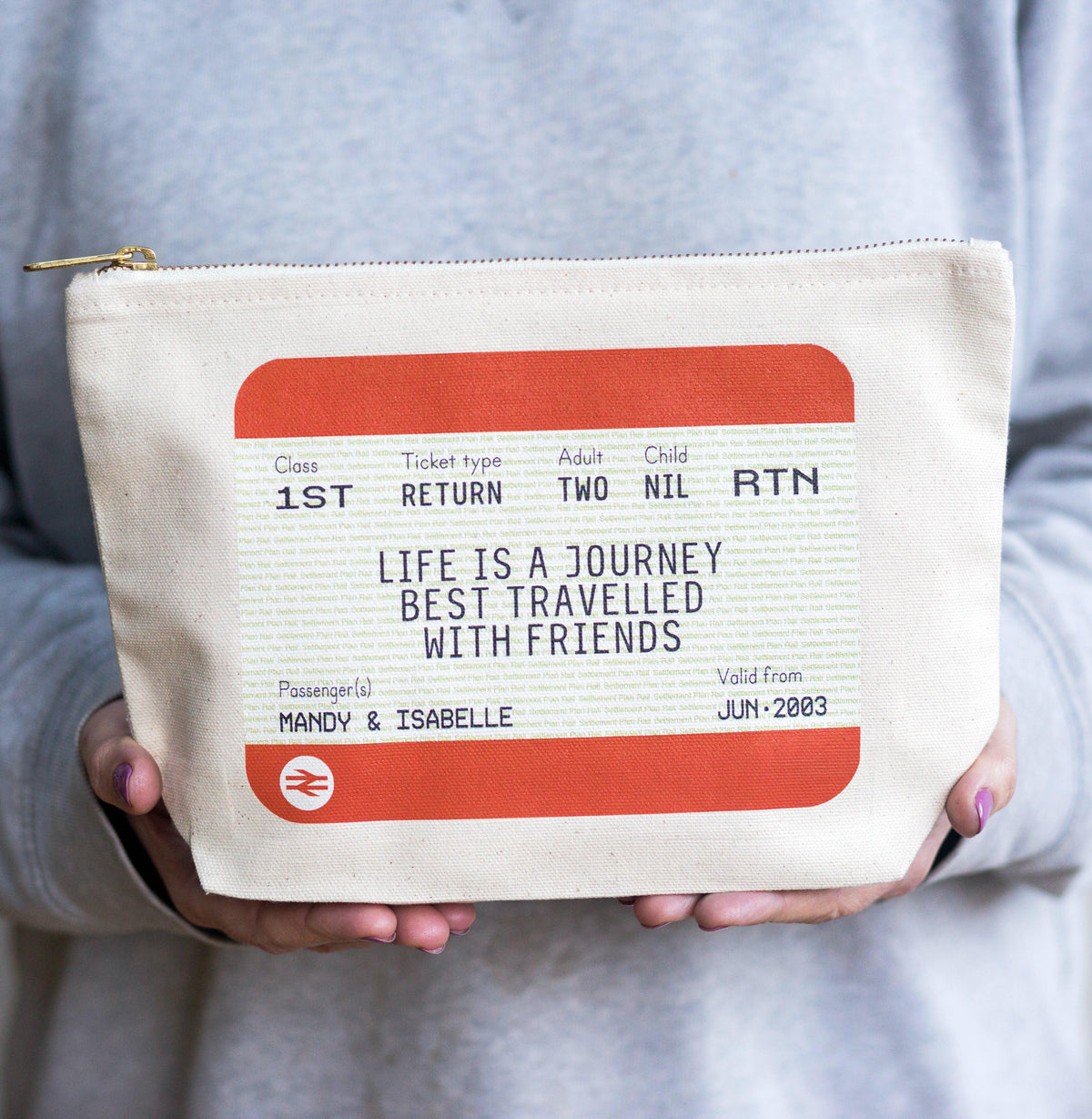 Personalised Ticket Make Up Bag Gift for Friends - Of Life & Lemons®