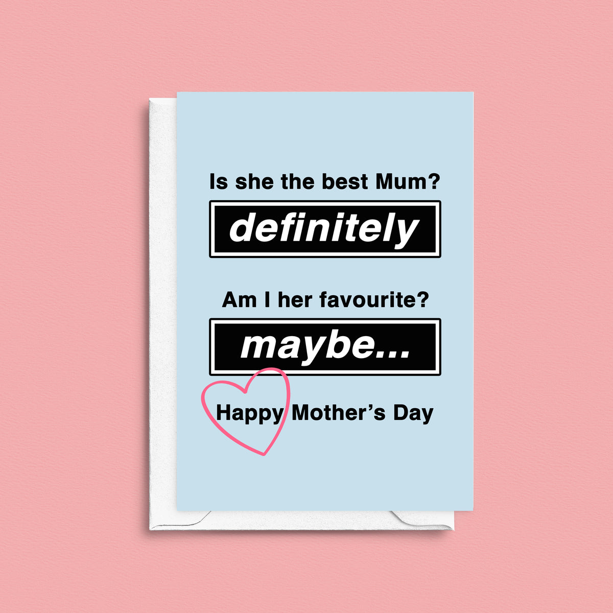 A simply designed Mother's Day card perfect for Oasis fans and using the definitely maybe album logo and name 