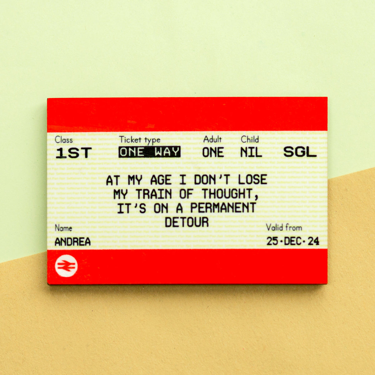 Funny Personalised Train Ticket Fridge Magnet