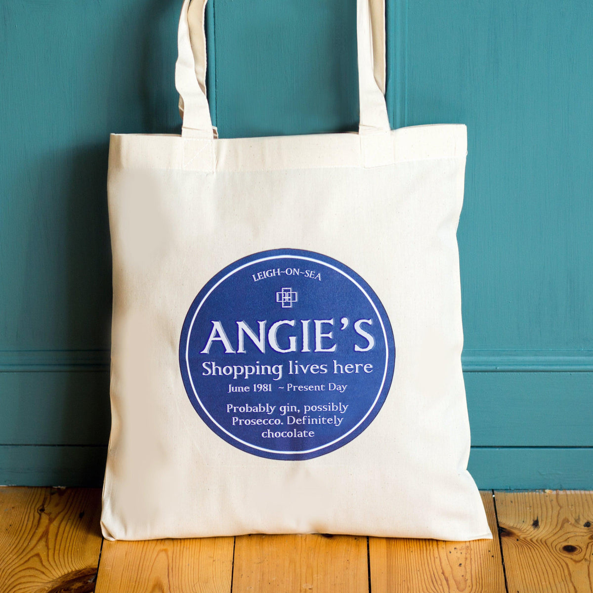 Personalised tote bag based on English Heritage Blue plaques