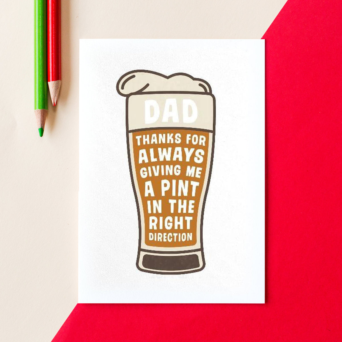 'Pint in the right direction' card for Dad