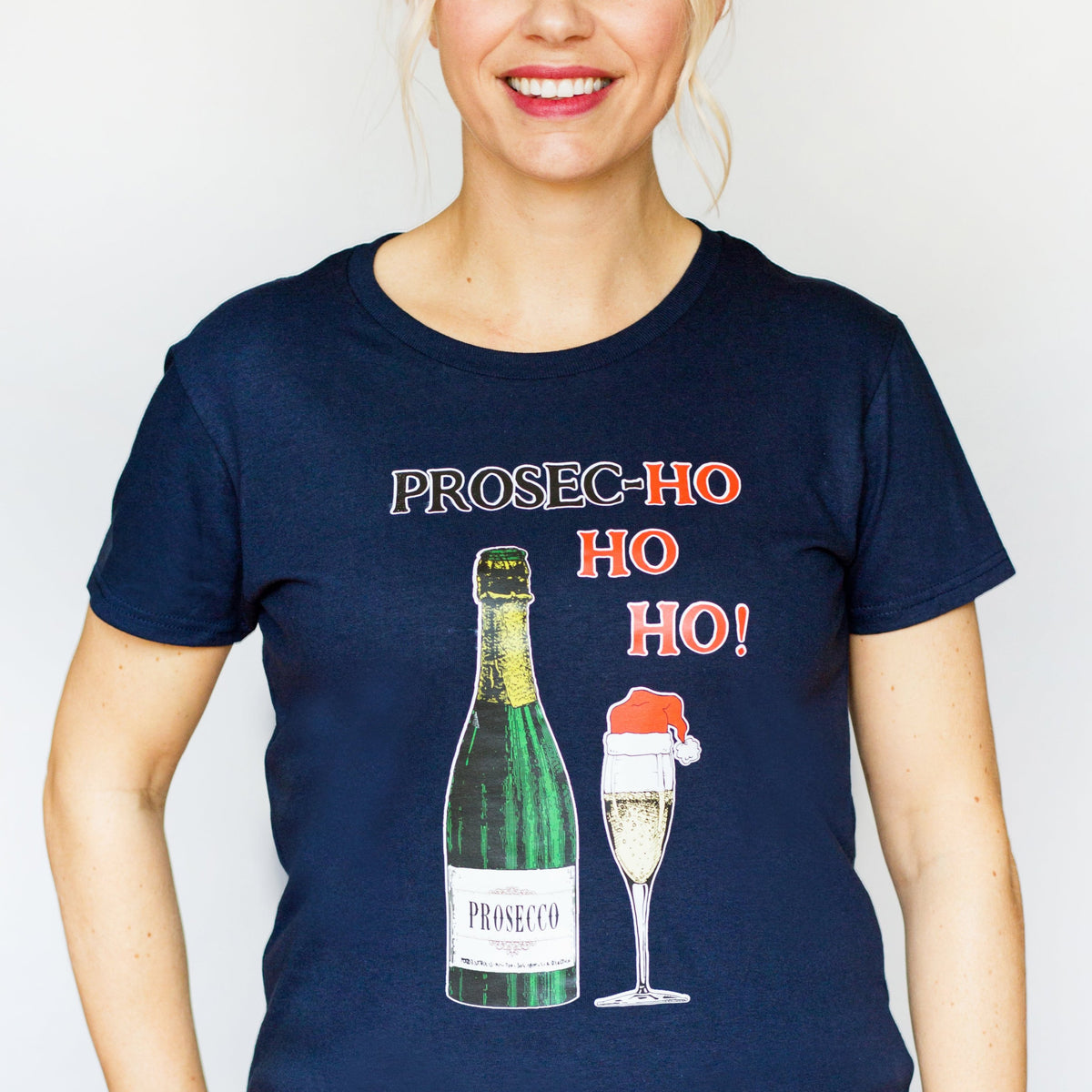 'Prosec-HoHoHo' Ladies Christmas T-Shirt