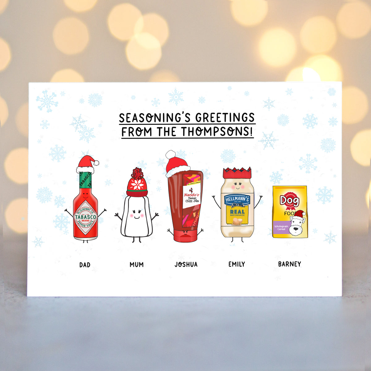 'Seasoning's Greetings' Custom Family Christmas Cards