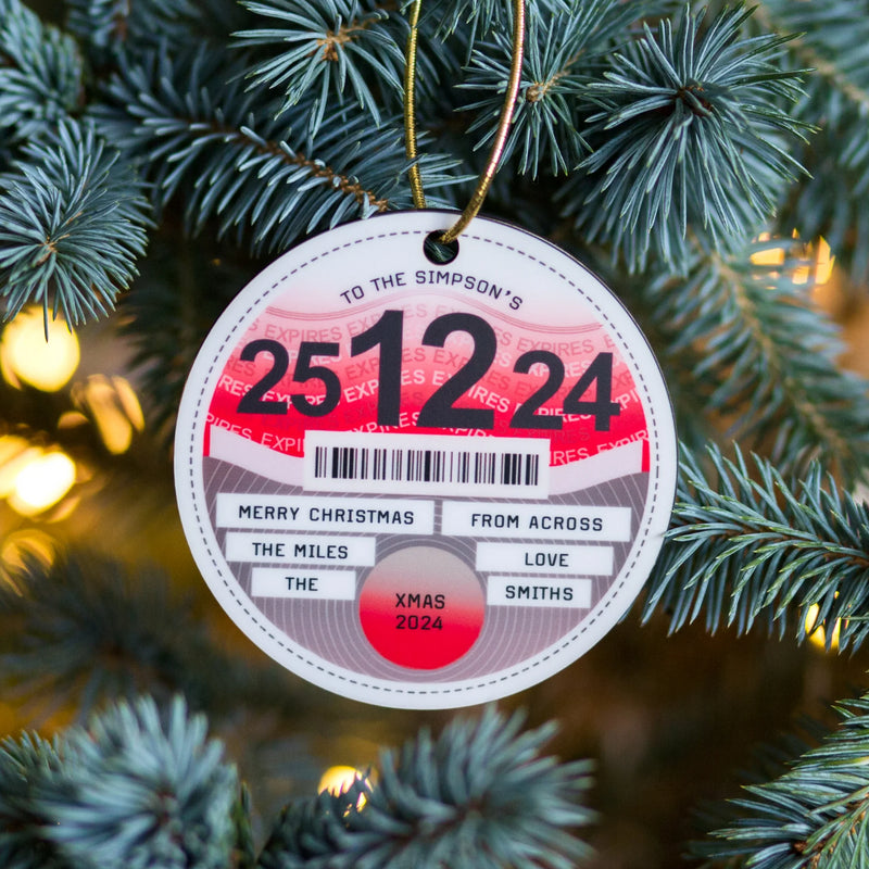 Personalised Tax Disc Christmas Tree Decoration