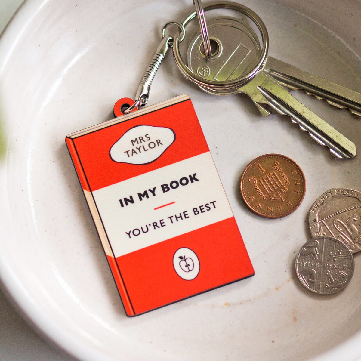 Personalised Book Themed Keyring For Teacher