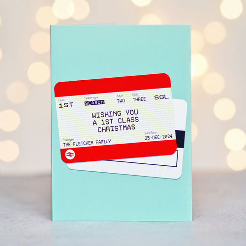 Personalised Train Ticket Christmas Cards