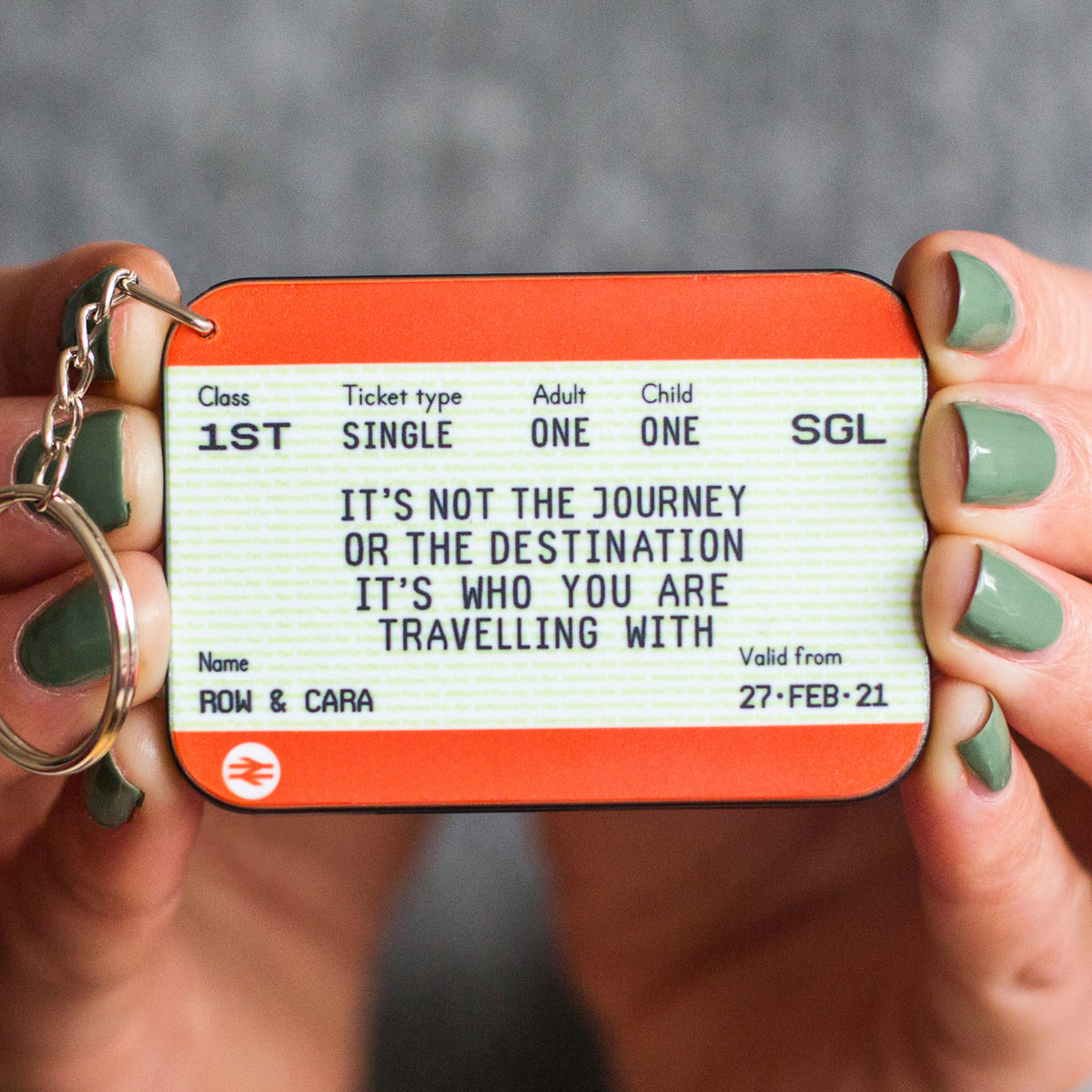 Personalised Train Ticket Friendship Keyring | oflifeandlemons