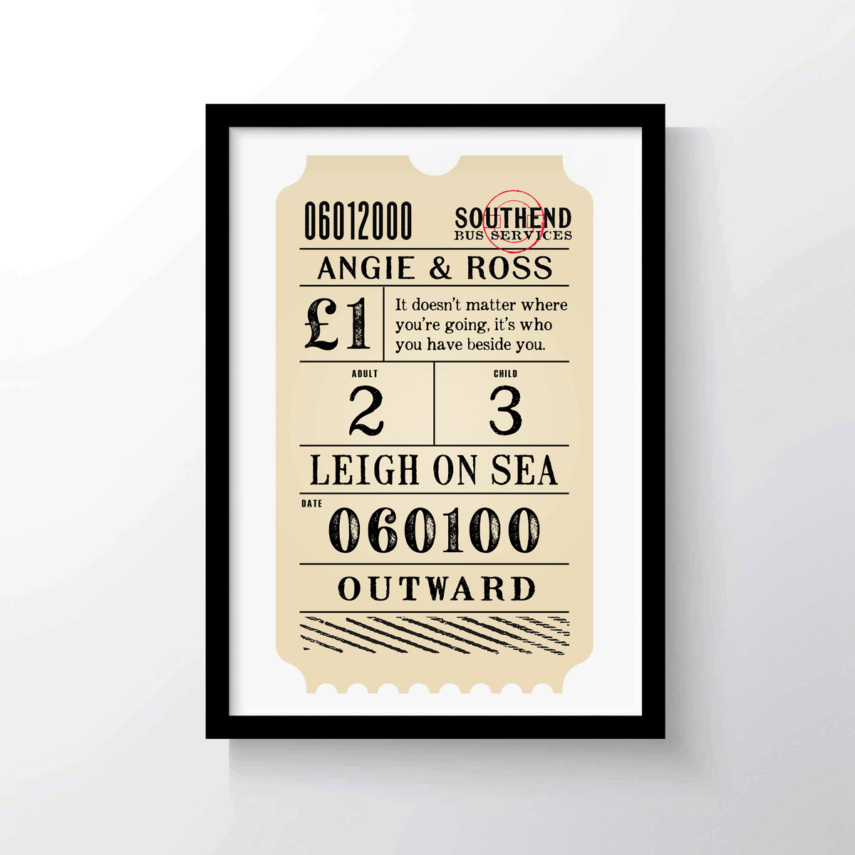 Vintage Personalised Bus Ticket Print Personalised Prints Of Life & Lemons 