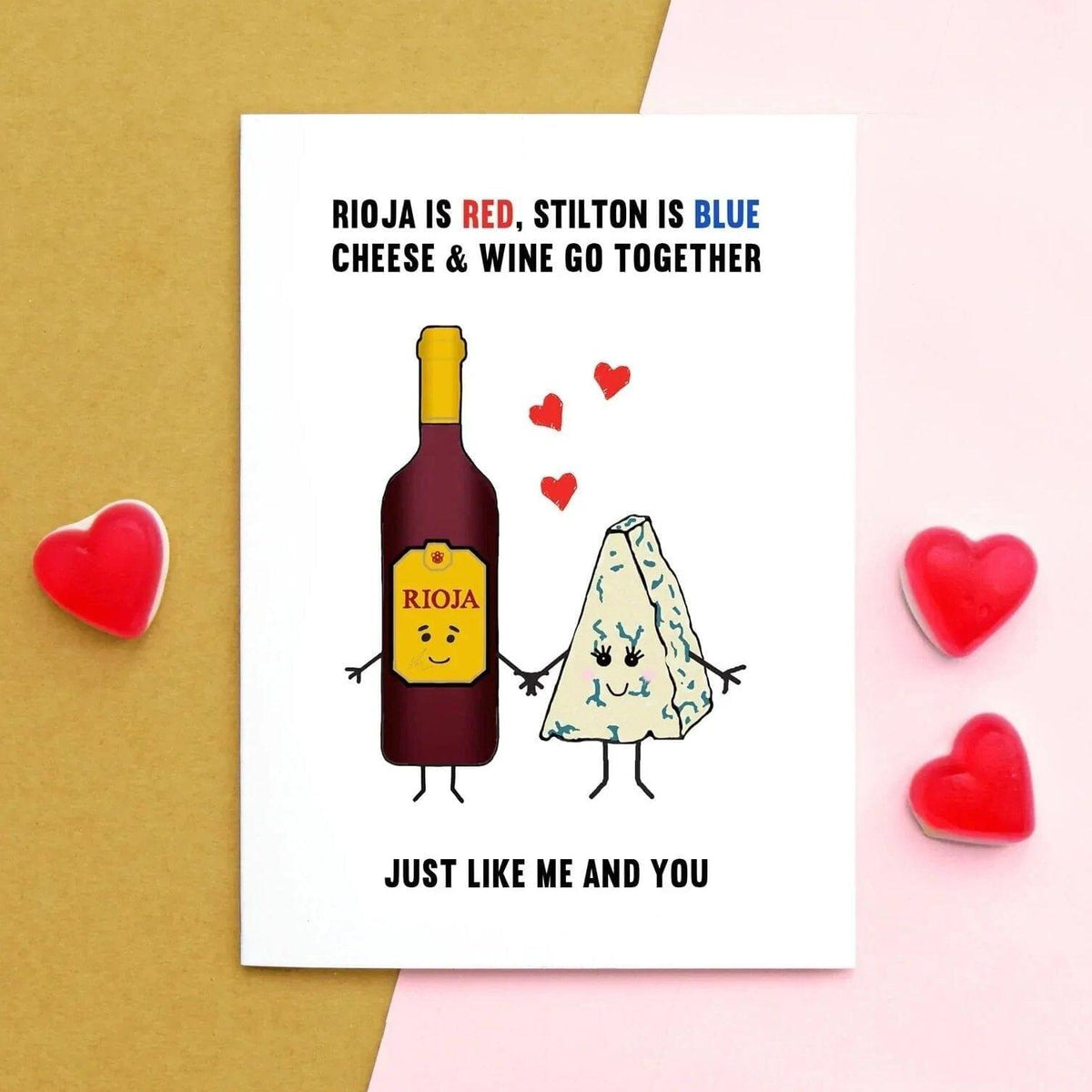 Cheese & Wine Valentine's Card Cards for your Other Half Of Life & Lemons 