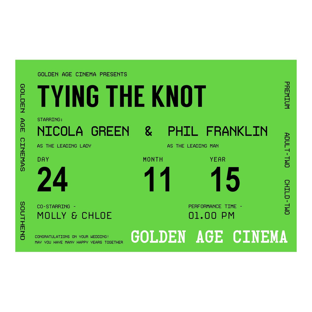 Personalised Cinema Ticket Print Personalised Prints Of Life & Lemons 