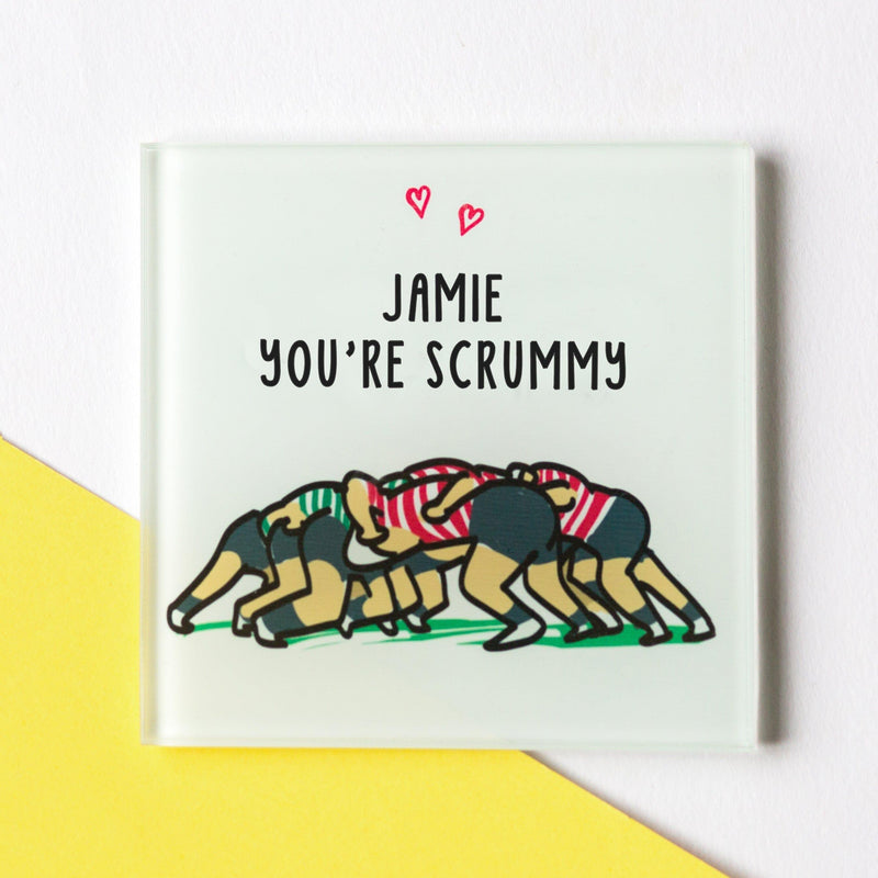 'You're Scrummy' Personalised Rugby Coaster Coaster Of Life & Lemons® 