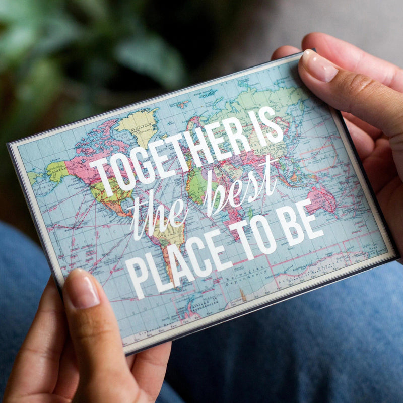 'Together Is The Best Place To Be' World Map Valentine's Card Cards for your Other Half Of Life & Lemons 