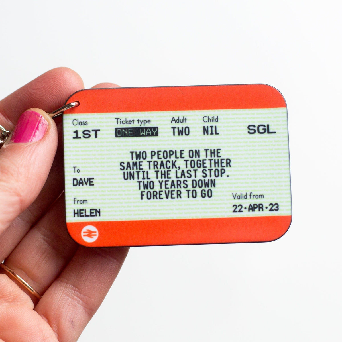 Personalised Train Ticket Anniversary Keyring Personalised Keyring Of Life & Lemons 