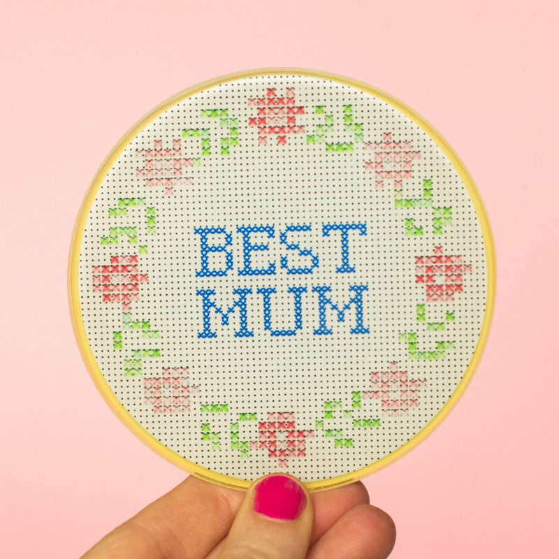 Cross Stitch 'Best Mum' Coaster Coaster Of Life & Lemons® 