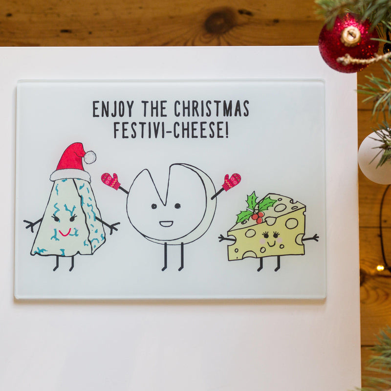 Glass Christmas Cheese Chopping Board Chopping Boards Of Life & Lemons® 