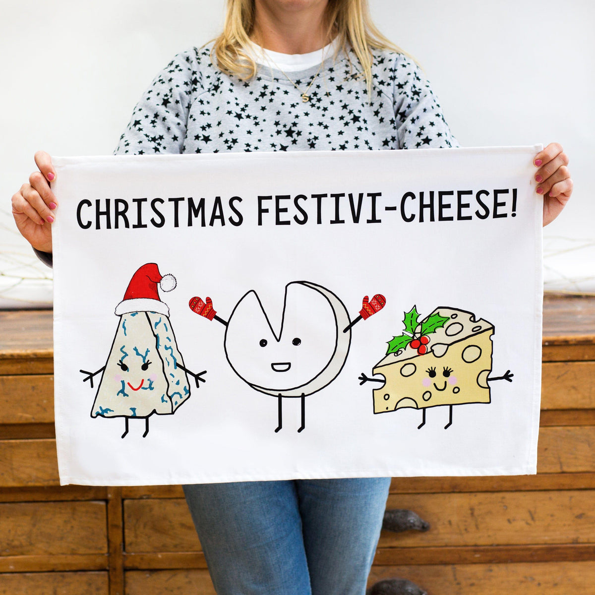 Funny Cheese Christmas Tea Towel Tea Towel Of Life & Lemons 