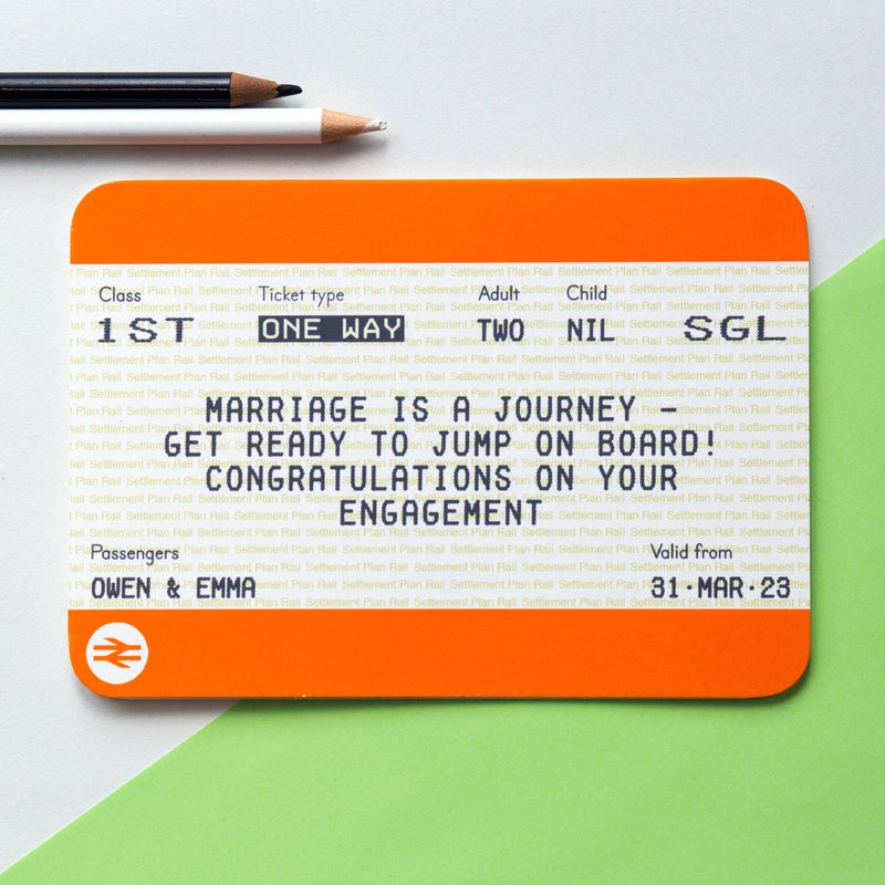 Personalised Train Ticket Engagement Card - Of Life & Lemons®