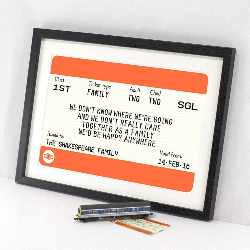 Personalised Family Train Ticket Print Train Ticket Prints Of Life & Lemons 