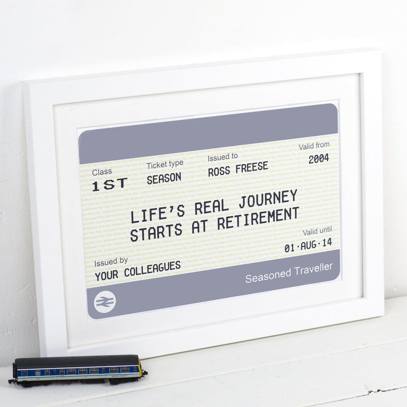 Personalised Train Ticket Retirement Print Train Ticket Prints Of Life & Lemons 