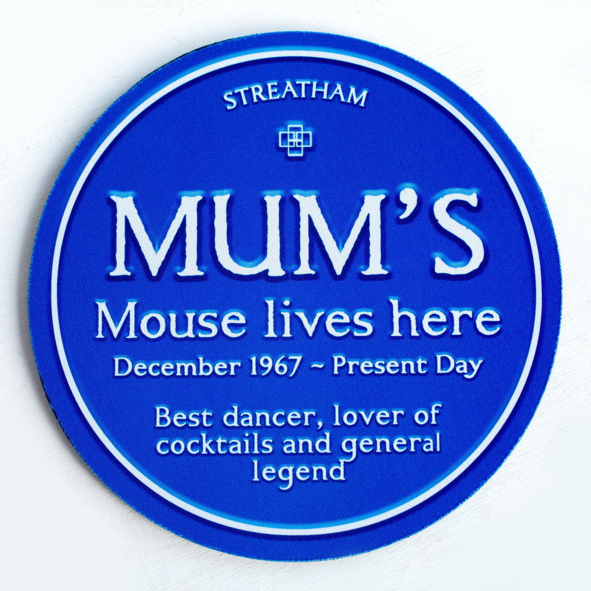 Personalised Blue Plaque Mouse Mat for Mum Mouse Mat Of Life & Lemons® 