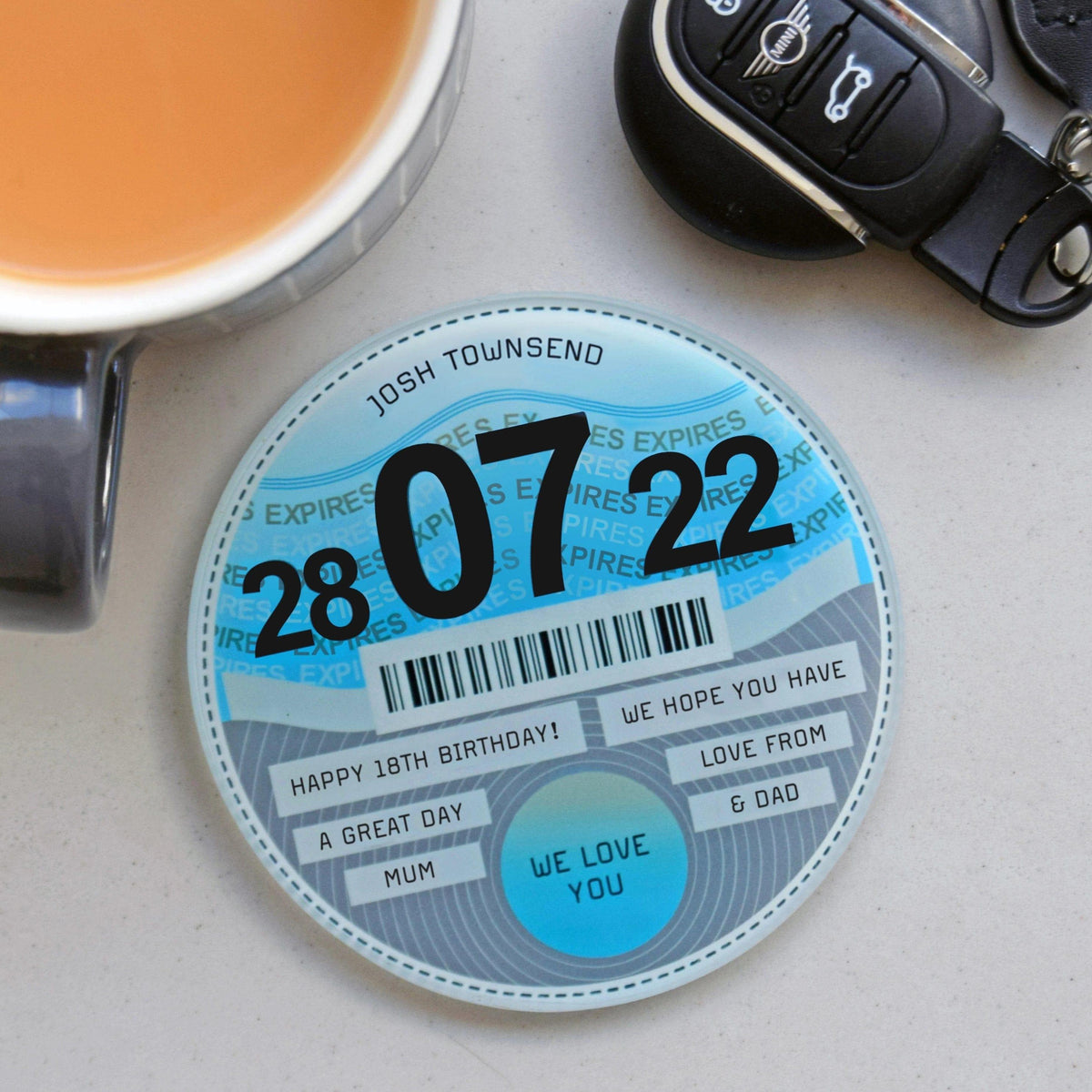 Personalised Glass Tax Disc Coaster Coaster Of Life & Lemons® 