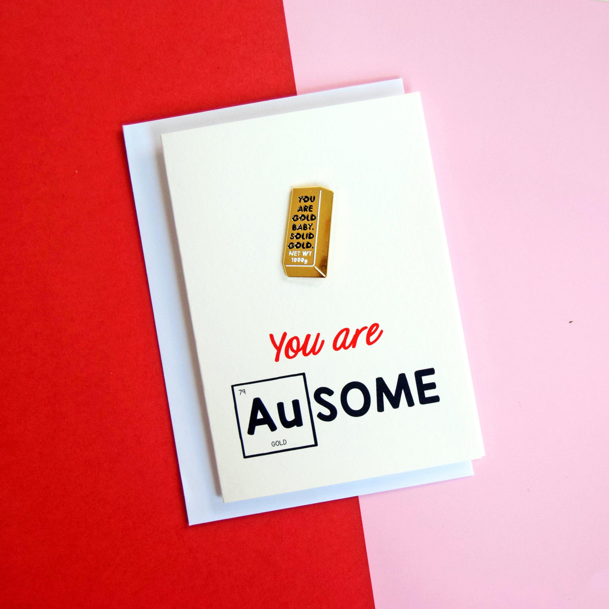 'You Are Awesome' Gold Pun Card & Badge General Cards Of Life & Lemons 