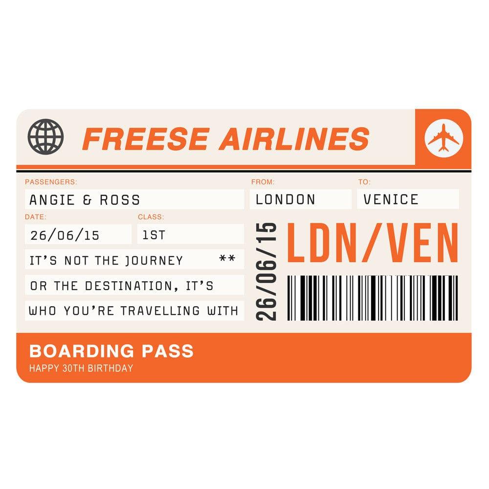 Personalised Boarding Pass Print Personalised Prints Of Life & Lemons 