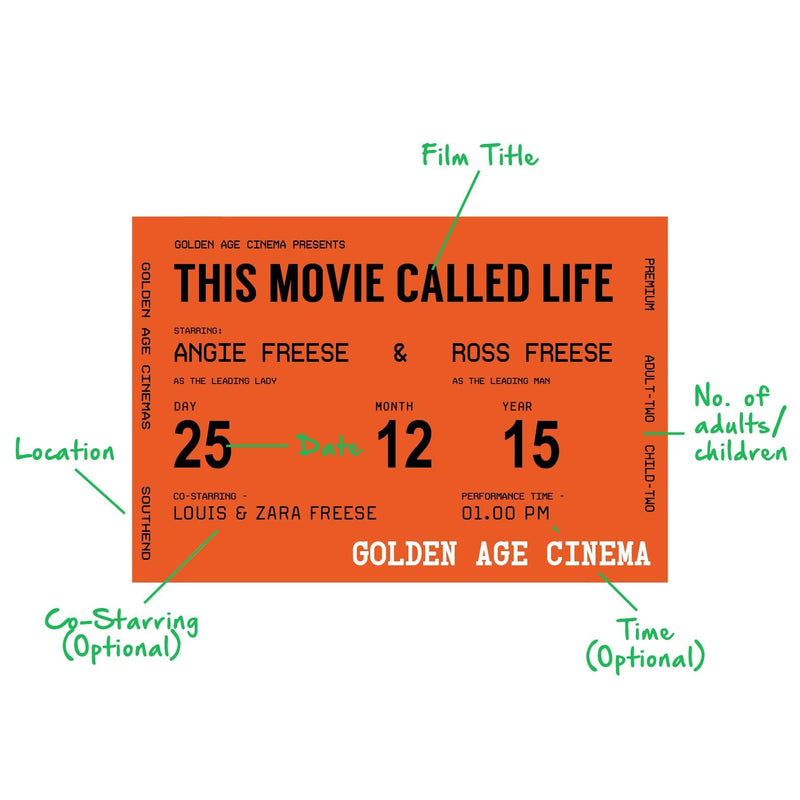 Personalised Cinema Ticket Wallet Keepsake Wallet Keepsake Of Life & Lemons 