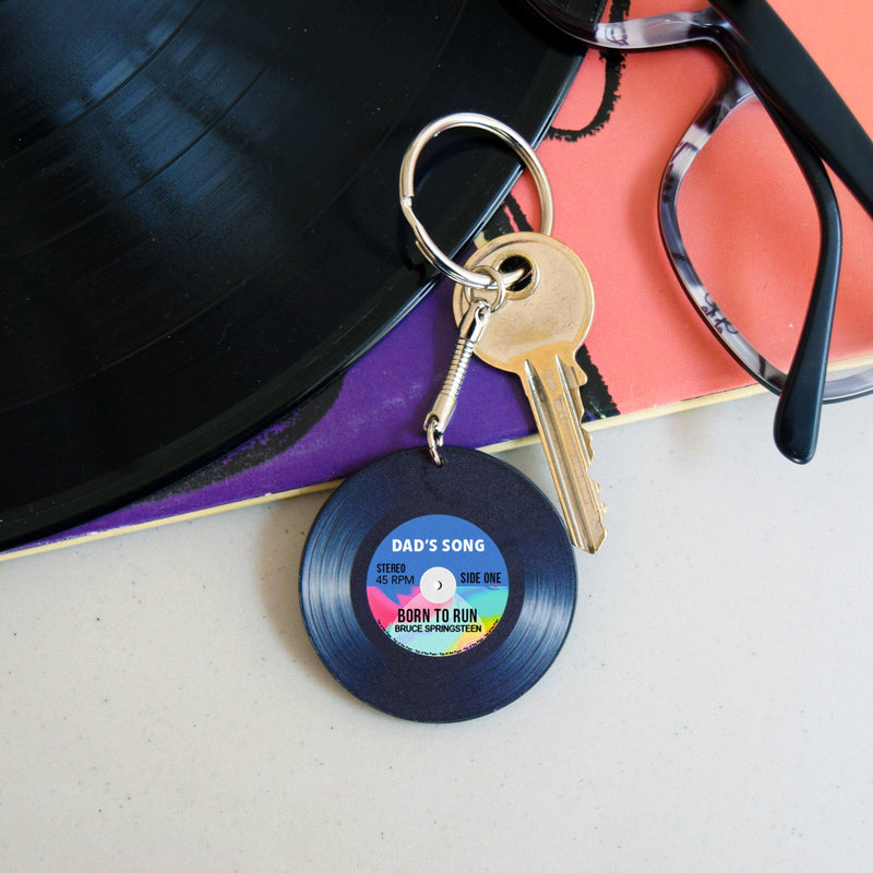 'Dad's Song' Personalised Vinyl Keyring for Dad Personalised Keyring Of Life & Lemons 