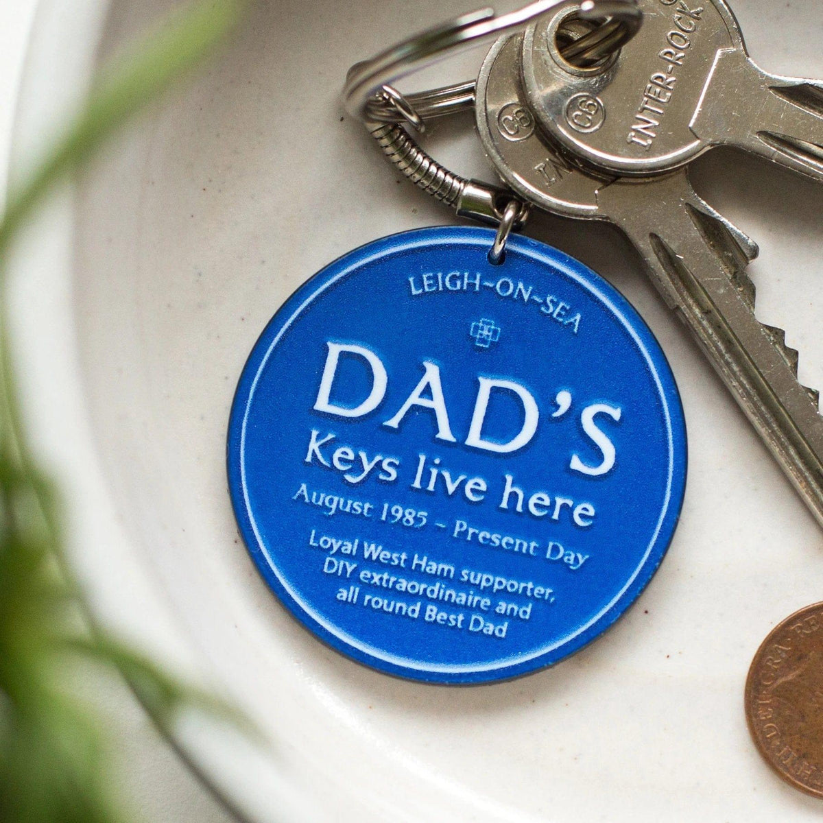 Personalised Blue Plaque Keyring for Dad Personalised Keyring Of Life & Lemons 