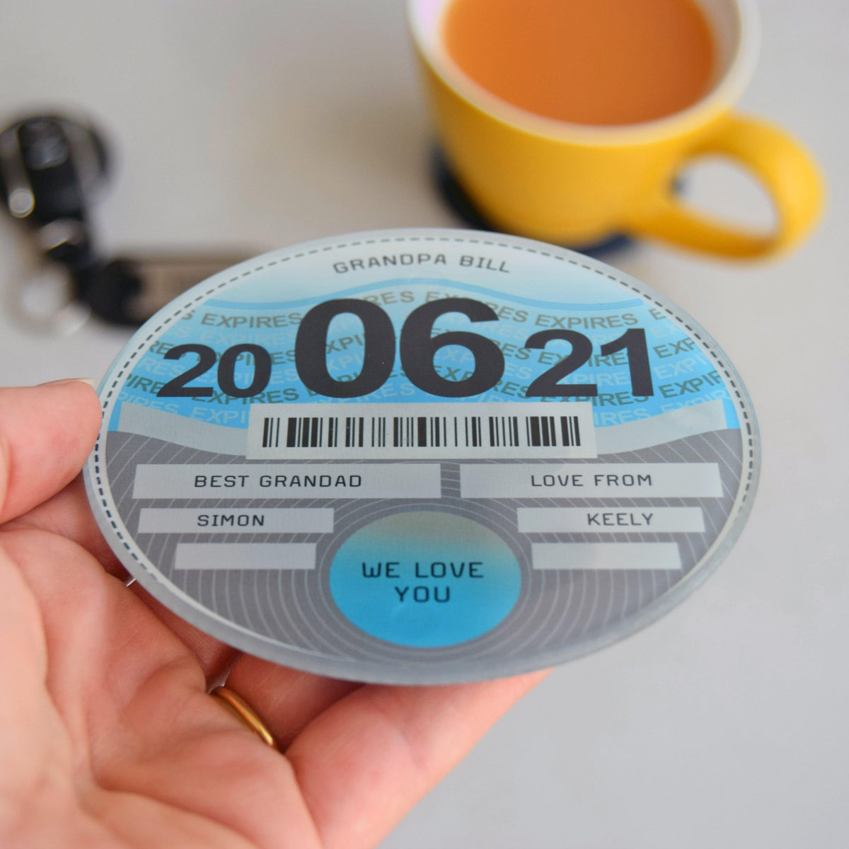 Personalised Glass Tax Disc Coaster for Grandad Coaster Of Life & Lemons® 