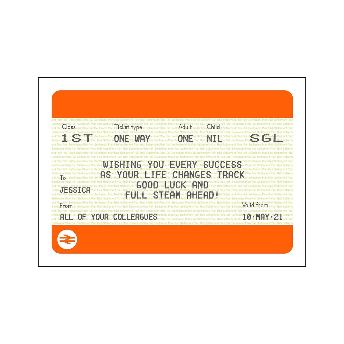 Personalised Good Luck Train Ticket Print Train Ticket Prints Of Life & Lemons 